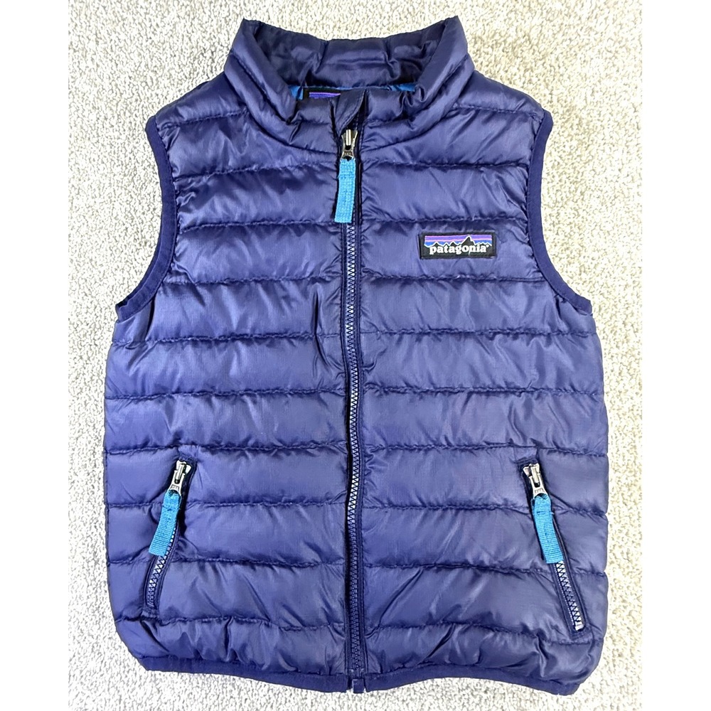 Patagonia Baby Down Sweater Vest Navy Blue 2T Recycled Puffer Sleeveless Jacket